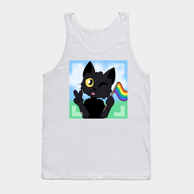 black cat rainbow pride flag pride flag rainbow flag furry furry designs cute peace peace sign anthropomorphic lgbtq lgbt gay queer Tank Top by JadedOddity